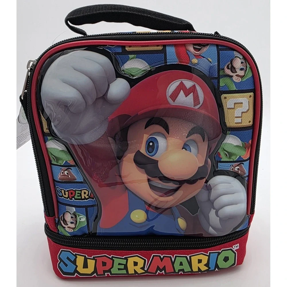 Super Mario Insulated Lunch Bag Dual Insulated Compartments‎ New with Tags #0164
